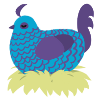 A cerulean and overcast chicken with a lace pattern