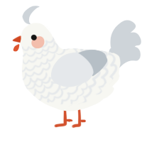 A white and mist chicken with a lace pattern