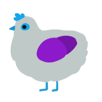 A silver and violet chicken