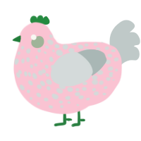 A rose and silver chicken with a speckle pattern