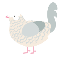 A cream and silver chicken with a lace pattern