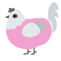 A pink and mist chicken with a head pattern