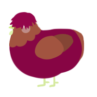 A maroon and russet chicken with a head pattern