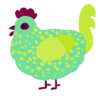 A spring and lime chicken with a speckle pattern