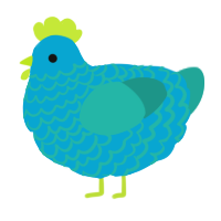 A cerulean and turquoise chicken with a lace pattern