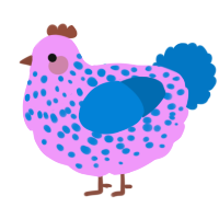 A lavender and sapphire chicken with a speckle pattern