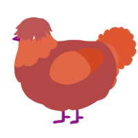 A red and vermilion chicken with a head pattern