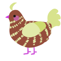 A russet and lemon chicken with a bar pattern