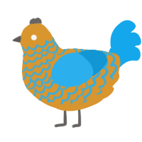 A orange and sky chicken with a lace pattern