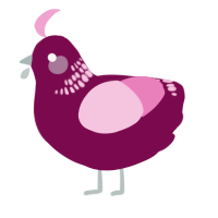 A wine and pink chicken with a neck-band pattern