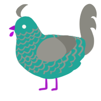 A turquoise and ash chicken with a lace pattern