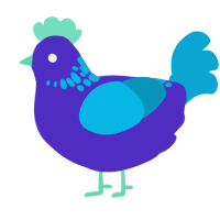 A indigo and cerulean chicken with a neck-speckle pattern