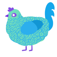 A mint and sky chicken with a double-lace pattern