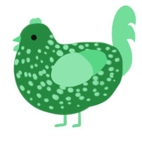 A viridian and spring chicken with a speckle pattern