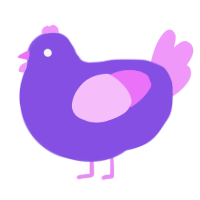 A blurple and lavender chicken
