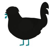 stuffing, a black chicken with a speckle pattern