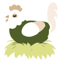 A olive and cream chicken with a head pattern
