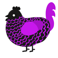 A sable and amethyst chicken with a lace pattern