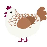 A white and brown chicken with a half-lace pattern