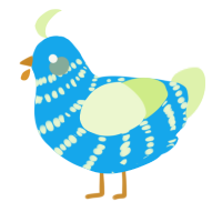 A sky and apple chicken with a bar pattern