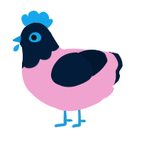 A pink and tumblr chicken with a head pattern