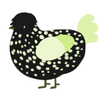 A sable and apple chicken with a speckle pattern
