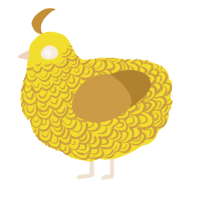 A yellow and gold chicken with a double-lace pattern