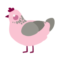 A rose and ash chicken with a neck-speckle pattern