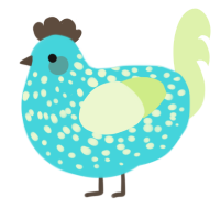 A aqua and apple chicken with a speckle pattern