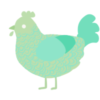 A gluppy and mint chicken with a double-lace pattern