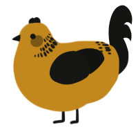 A ochre and black chicken with a neck-band pattern