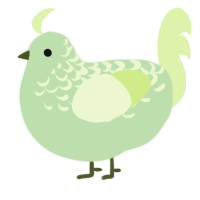 A gluppy and apple chicken with a half-lace pattern