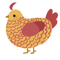A honey and red chicken with a lace pattern