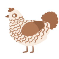 A cream and brown chicken with a lace pattern