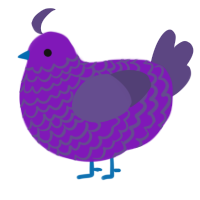A violet and overcast chicken with a lace pattern