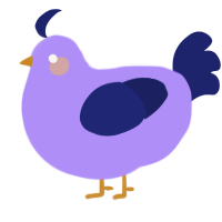 A lilac and navy chicken