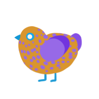 (unnamed), a orange and blurple chicken with a speckle pattern