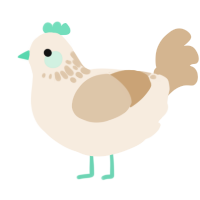A cream and beige chicken with a neck-speckle pattern