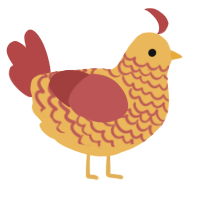 A honey and red chicken with a lace pattern