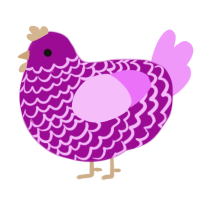 Fork, a plum and lavender chicken with a lace pattern