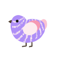 Lavender, a lilac and rose chicken with a bar pattern