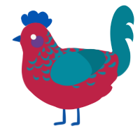 A crimson and sea chicken with a half-lace pattern