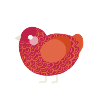 (unnamed), a crimson and vermilion chicken with a double-lace pattern