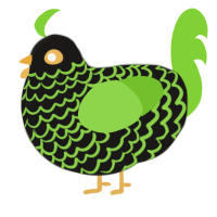 A sable and grass chicken with a lace pattern