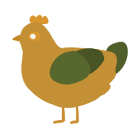 A gold and olive chicken