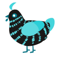 A sable and aqua chicken with a bar pattern