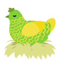 A grass and yellow chicken with a lace pattern
