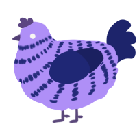 A lilac and navy chicken with a bar pattern