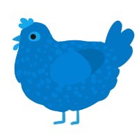 A sapphire chicken with a speckle pattern