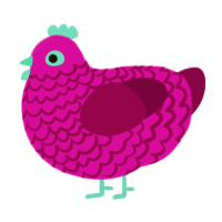 A fuchsia and maroon chicken with a lace pattern